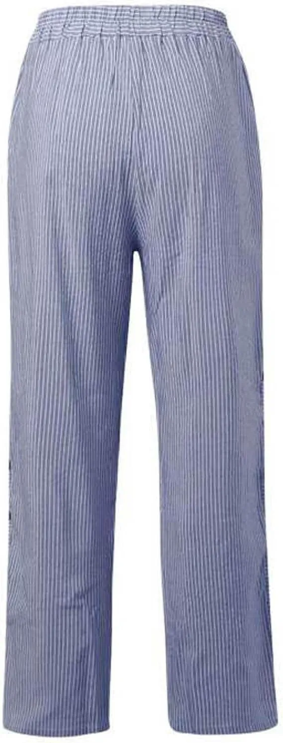 Pants for Women Trendy Casual Stripe Side Button Summer Pants Elastic Waist Straight Leg Comfort Trousers
