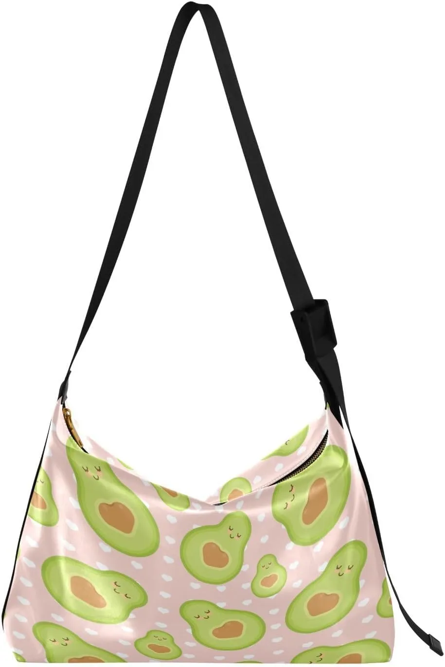 Pattern with Avocado Hobo Crossbody Bags for Women Leather Large Shoulder Bag Cross Body White Hearts Trendy Womens Tote Bags Handbag for Travel Shopping