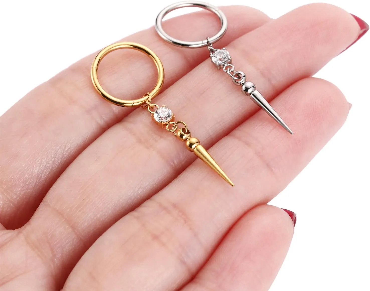 PEAKLINK Dangle Nose Ring Septum Piercing Jewelry 16G Septum Rings Surgical Steel Seamless Clicker Ring Dangly Nose Hoop Ring Daith Earrings Helix Rook Tragus Conch Jewelry Conch Earring