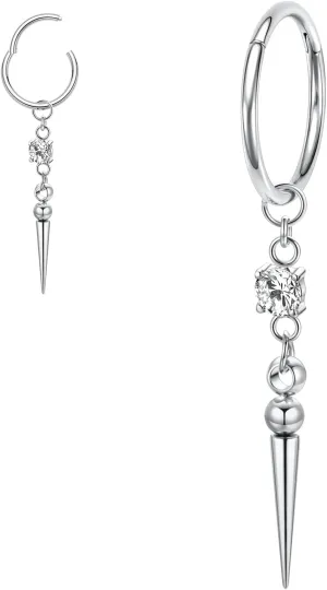 PEAKLINK Dangle Nose Ring Septum Piercing Jewelry 16G Septum Rings Surgical Steel Seamless Clicker Ring Dangly Nose Hoop Ring Daith Earrings Helix Rook Tragus Conch Jewelry Conch Earring