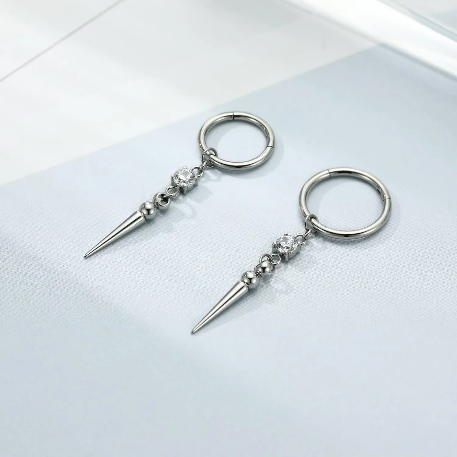 PEAKLINK Dangle Nose Ring Septum Piercing Jewelry 16G Septum Rings Surgical Steel Seamless Clicker Ring Dangly Nose Hoop Ring Daith Earrings Helix Rook Tragus Conch Jewelry Conch Earring