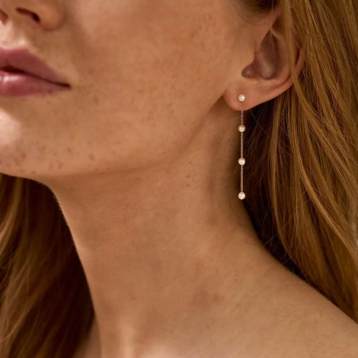 Pearl Drop Earrings for Women, Trendy 18k Gold Plated Pearl Dangle Earrings Dainty Pearl Earrings for Women Hypoallergenic Gold Tassel Earring Cute Pearl Jewelry Gifts for Her