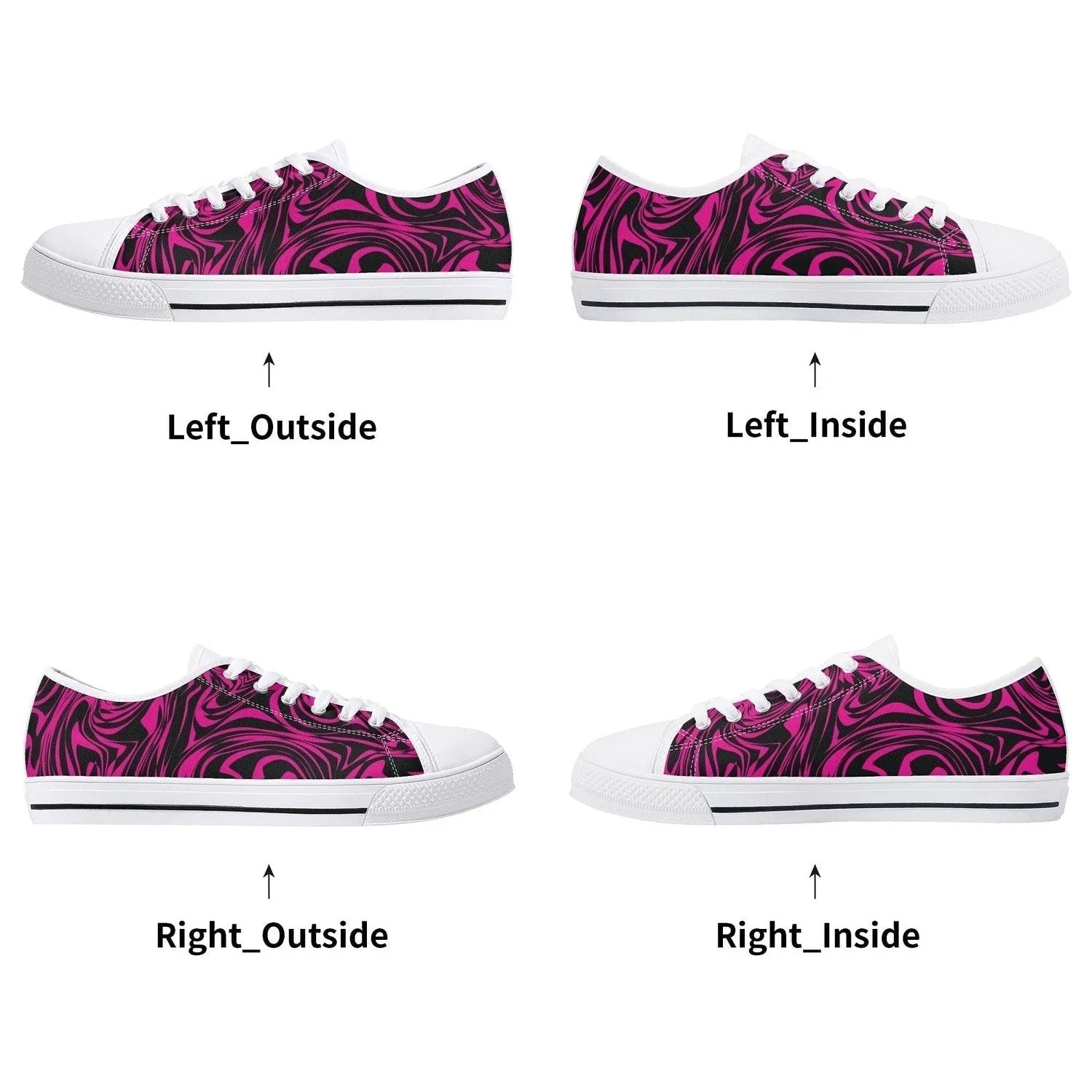 Pink Zebra Womens  Low Top Canvas Shoes