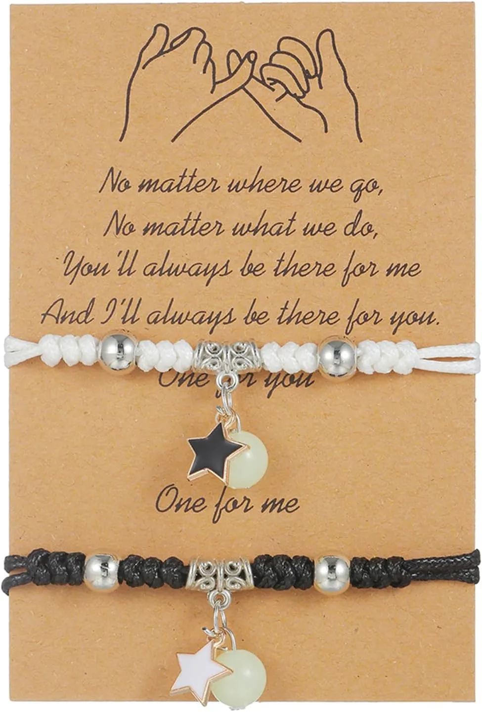 Pinky Promise Matching Bracelets Spaceman Moon Star Charm Braided Distance Couple Bracelet BFF Friendship Jewelry for Women Men