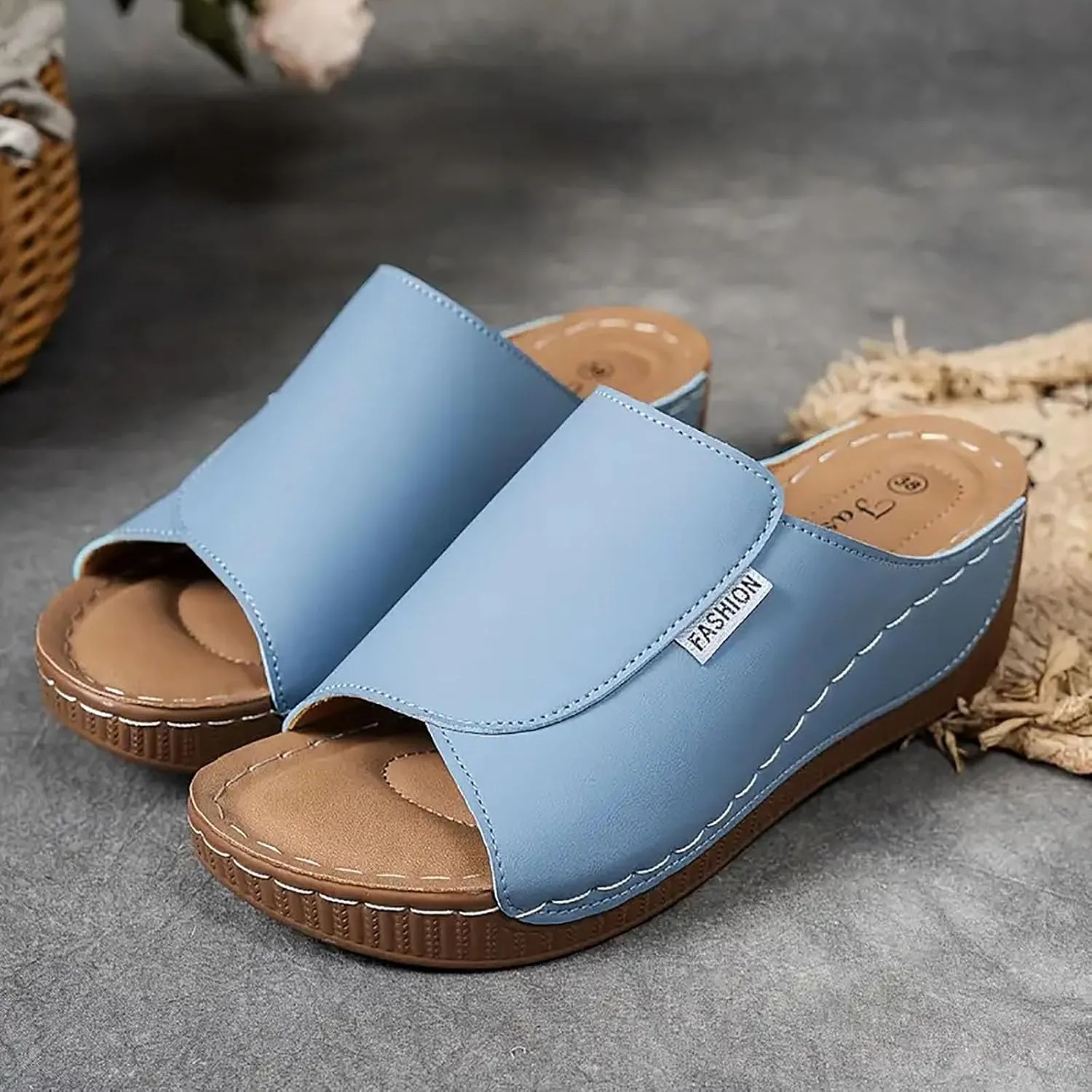 Platform Sandals Women Open Toe Comfort Yoga Mat Wedge Sandals Summer Trendy Thick Sole Slip on Platform Shoes Dressy