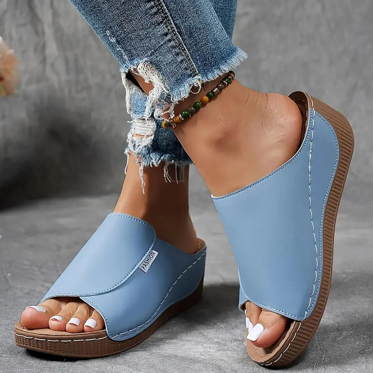 Platform Sandals Women Open Toe Comfort Yoga Mat Wedge Sandals Summer Trendy Thick Sole Slip on Platform Shoes Dressy