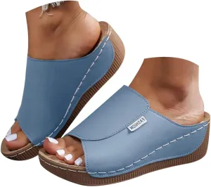 Platform Sandals Women Open Toe Comfort Yoga Mat Wedge Sandals Summer Trendy Thick Sole Slip on Platform Shoes Dressy