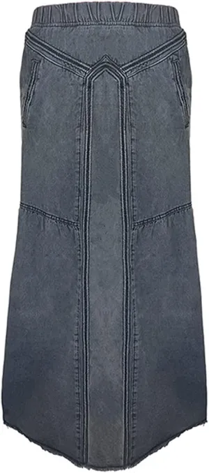 Plus Size Women's Casual Denim Maxi Skirt High Waist A Line Long Denim Skirt Slim Fit A Line Jean Loose Maxi Skirt Girls