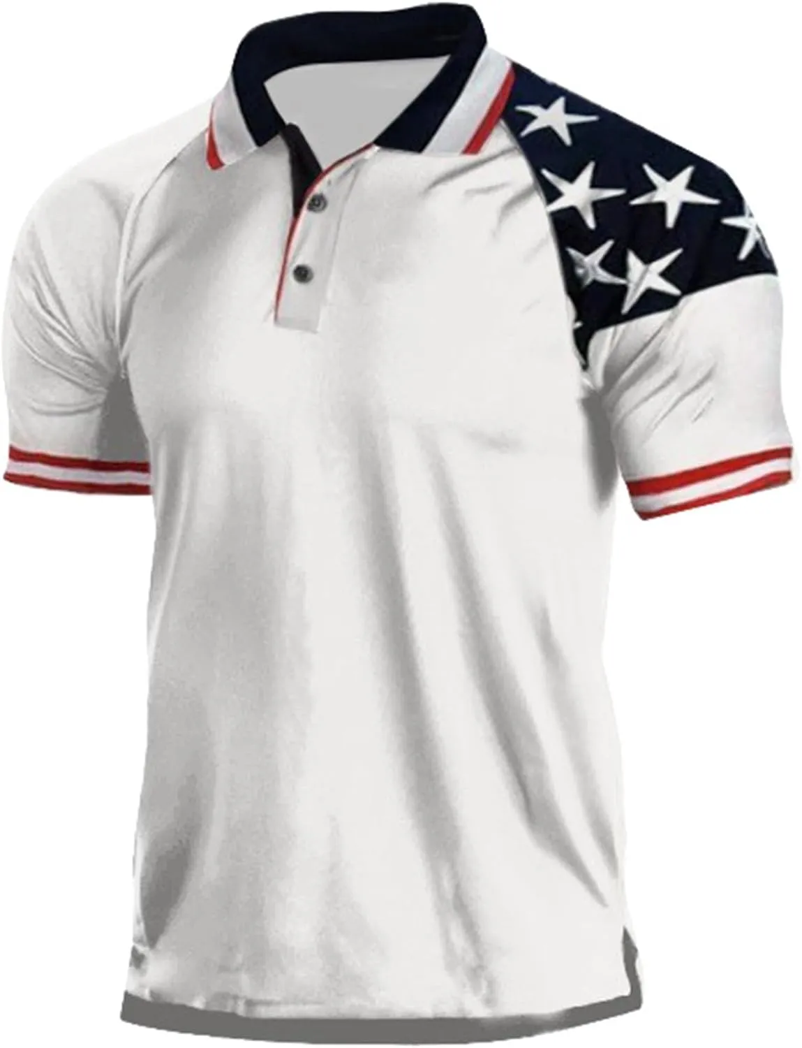 Polo Shirts for Men Big and Tall, Polo Shirts for Men Dry Fit Slim Fit, Mens Golf Polos Dry Fit, Short Sleeve Polo Shirts for Men Graphic Stretch Casual American Patriotic Raglan Golf Polos for Men