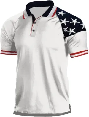 Polo Shirts for Men Big and Tall, Polo Shirts for Men Dry Fit Slim Fit, Mens Golf Polos Dry Fit, Short Sleeve Polo Shirts for Men Graphic Stretch Casual American Patriotic Raglan Golf Polos for Men
