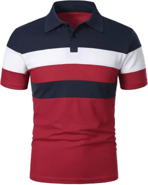 Polo T Shirts for Men Slim Fit, Mens Polo Shirts Big and Tall, Golf Polos for Men Funny, Golf Polos for Men, Men's Polo Shirts Short Sleeve Striped Dry Fit Casual Collared Texture Golf Summer Shirts