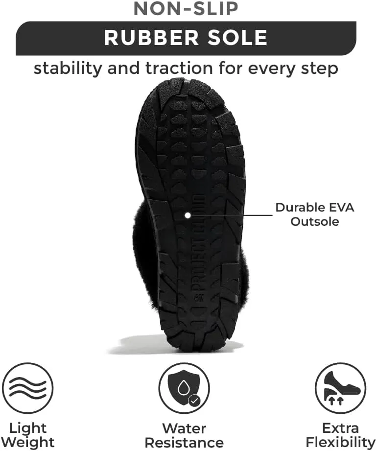Project Cloud House Slippers for Women - Genuine Leather & Natural Fur Lining Fluffy Slippers - Cozy Memory Foam Womens Shoes (Hedy)