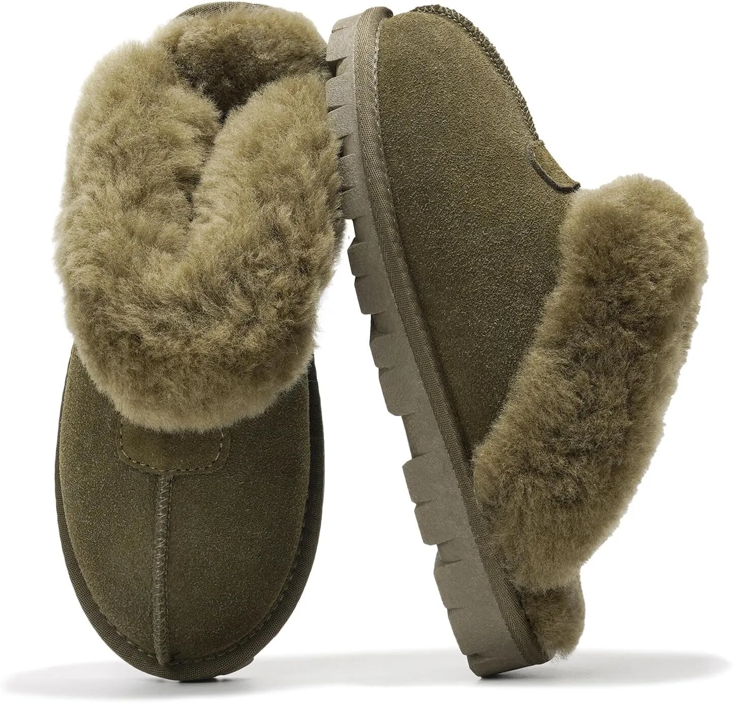 Project Cloud House Slippers for Women - Genuine Leather & Natural Fur Lining Fluffy Slippers - Cozy Memory Foam Womens Shoes (Hedy)