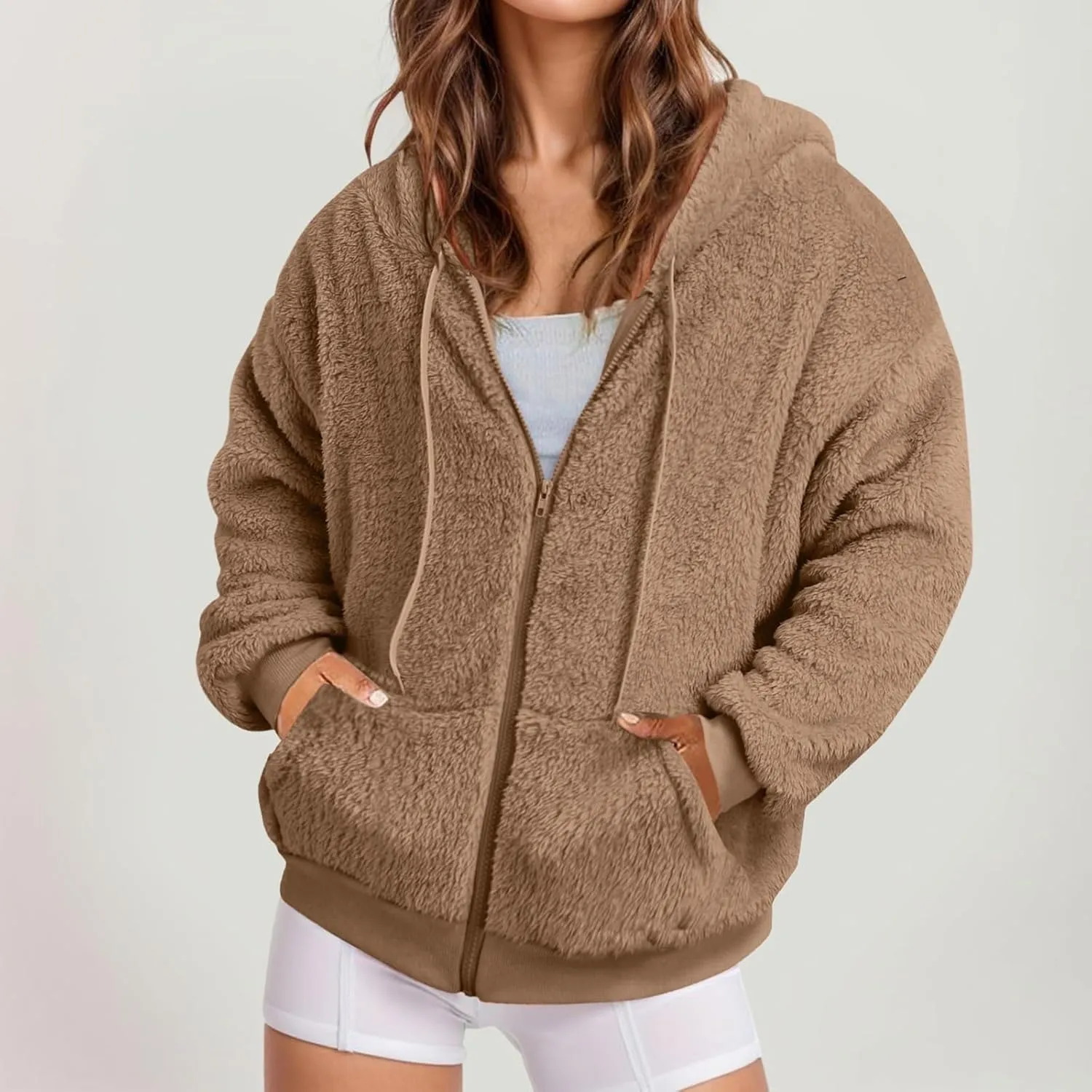QWENTMTNTY Woman Plus Size Winter Jackets Plus Size Women Lightweight Faux Sheepskin Coat Warm Windbreaker Winter Jackets