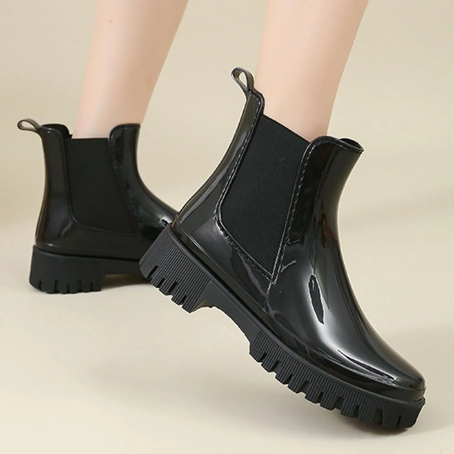 Rain Boots Women Ankle Rain Boots Waterproof Rubber Chelsea Boots Short Rain Boots Waterproof Garden Shoes