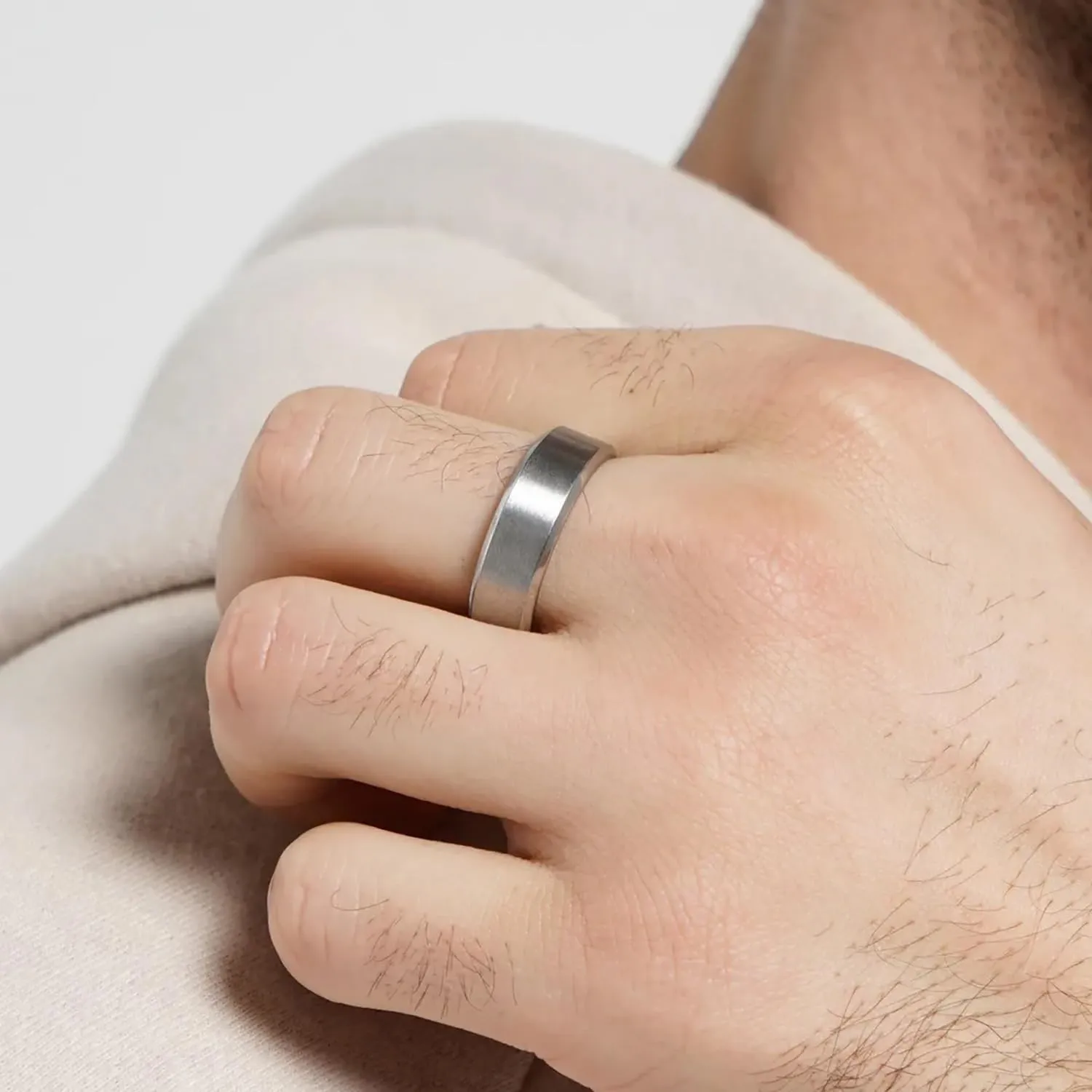 RIOSO 16Pcs Men's Stainless Steel Rings Cool Silver Band Ring for Women Men Simple Wedding Engagement Ring Set