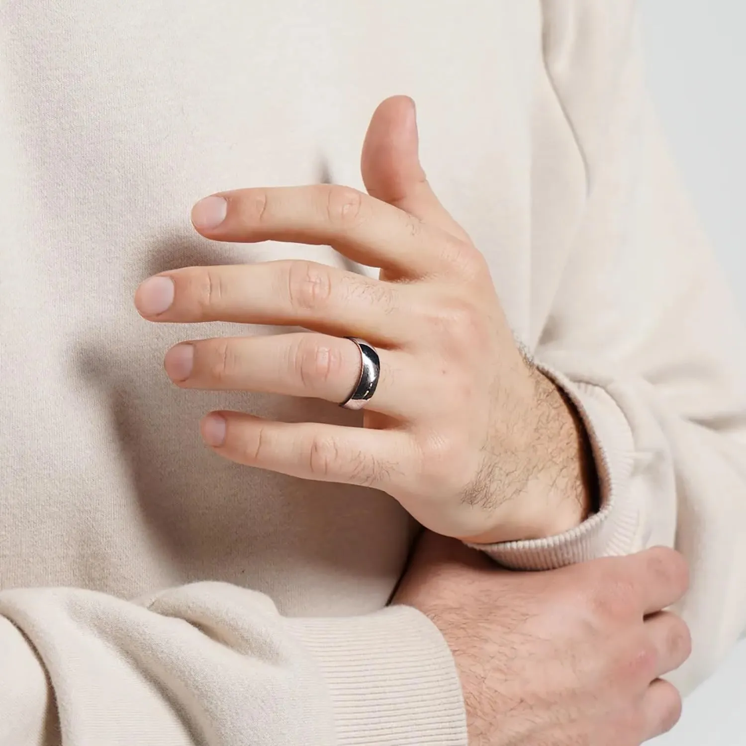 RIOSO 16Pcs Men's Stainless Steel Rings Cool Silver Band Ring for Women Men Simple Wedding Engagement Ring Set