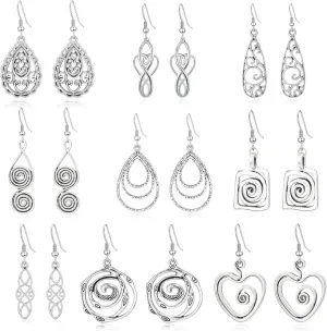 Ritach Silver Dangle Drop Earrings Trendy Vintage Statement Bohemia Boho Earrings Set for Women
