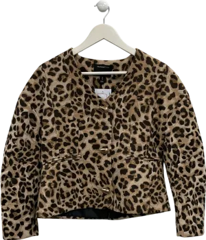 River Island Brown Leopard Print Structured Blazer UK 6