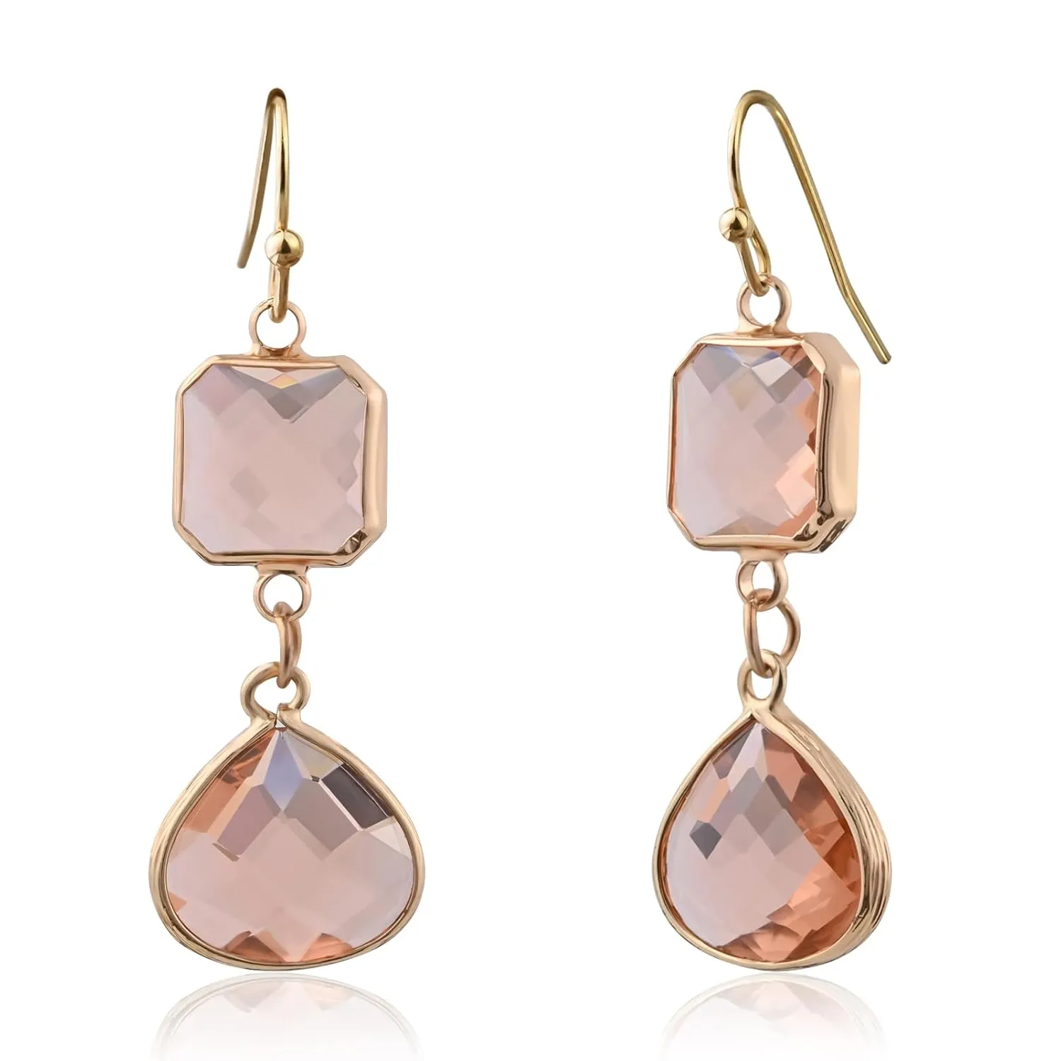 Rose Pink Topaz Earrings for Women Dangle Earrings Pink Crystal Earrings Handmade Hypoallergenic Gold Earrings Drop Earrings for Women