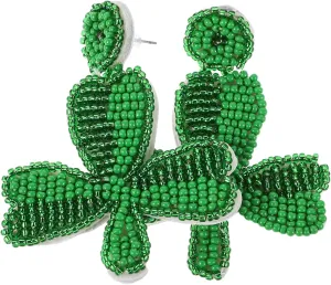 SAFIGLE 1 Pair Handmade Green Shamrock Earrings for Women Artisan Patrick's Day Dangle Jewelry Unique Irish Holiday Accessory Elegant Design for Celebrating Patrick's Day