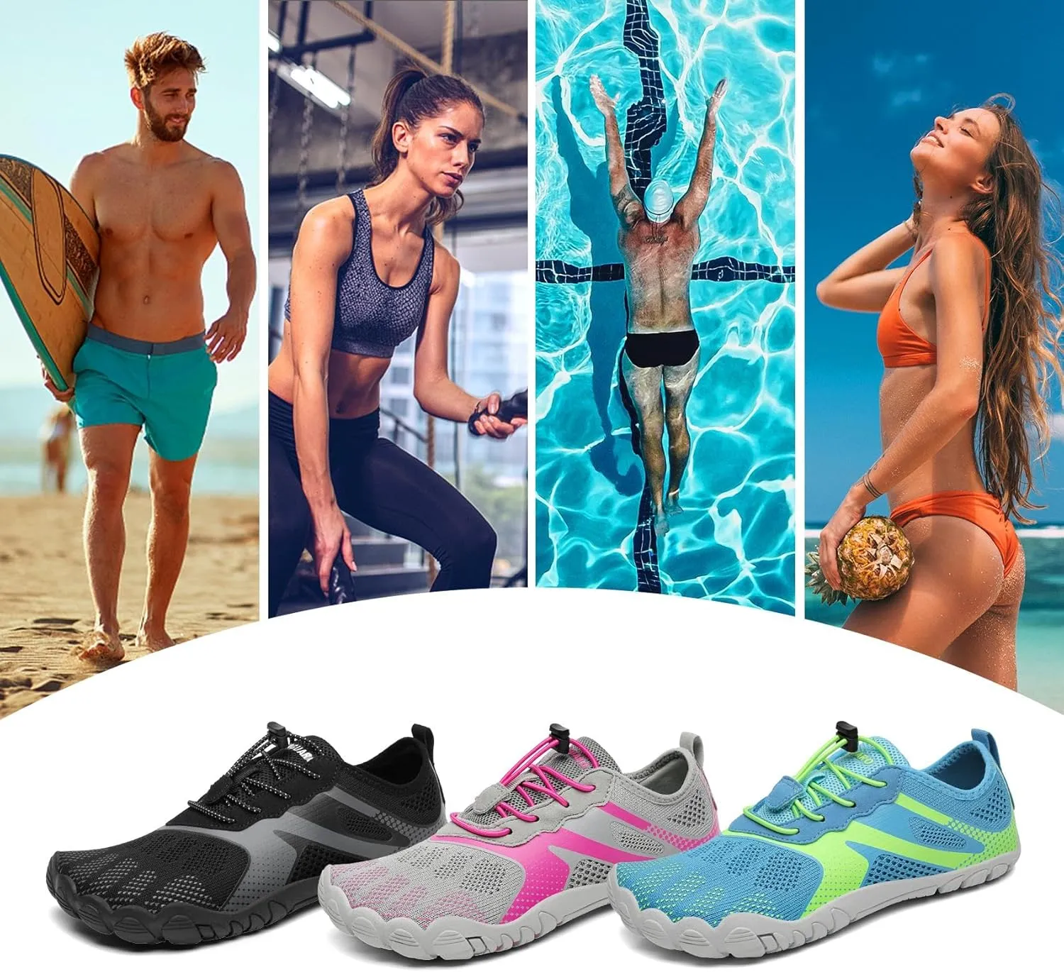 SAGUARO Women's Men's Water Shoes Quick-Dry Swiming Aqua Surf Beach Kayak Barefoot Shoes Wide Toe Box