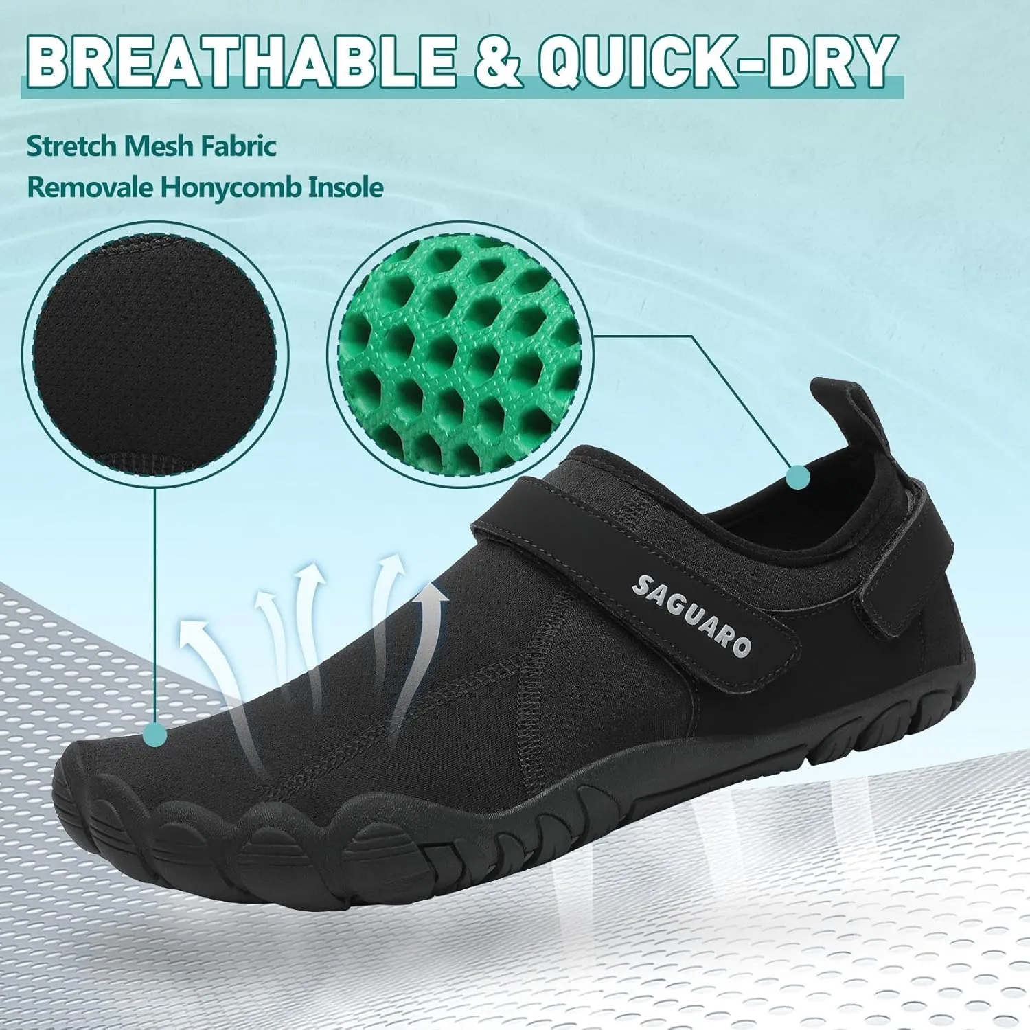 SAGUARO Women's Men's Water Shoes Quick-Dry Swiming Aqua Surf Beach Kayak Barefoot Shoes Wide Toe Box