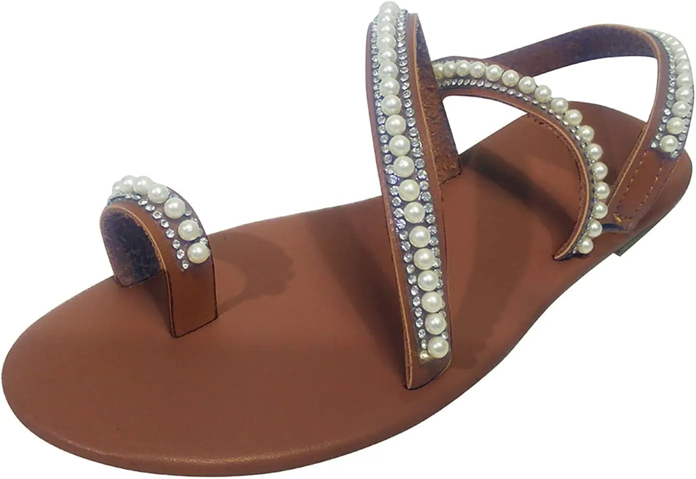 Sandals Women Comfort Flat Heel Summer Beach Sandal Slip On Casual Dress Ankle Strap Bohemian Rhinestone Sandals