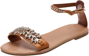 Sandals Women Comfort Flat Heel Summer Beach Sandal Slip On Casual Dress Ankle Strap Bohemian Rhinestone Sandals