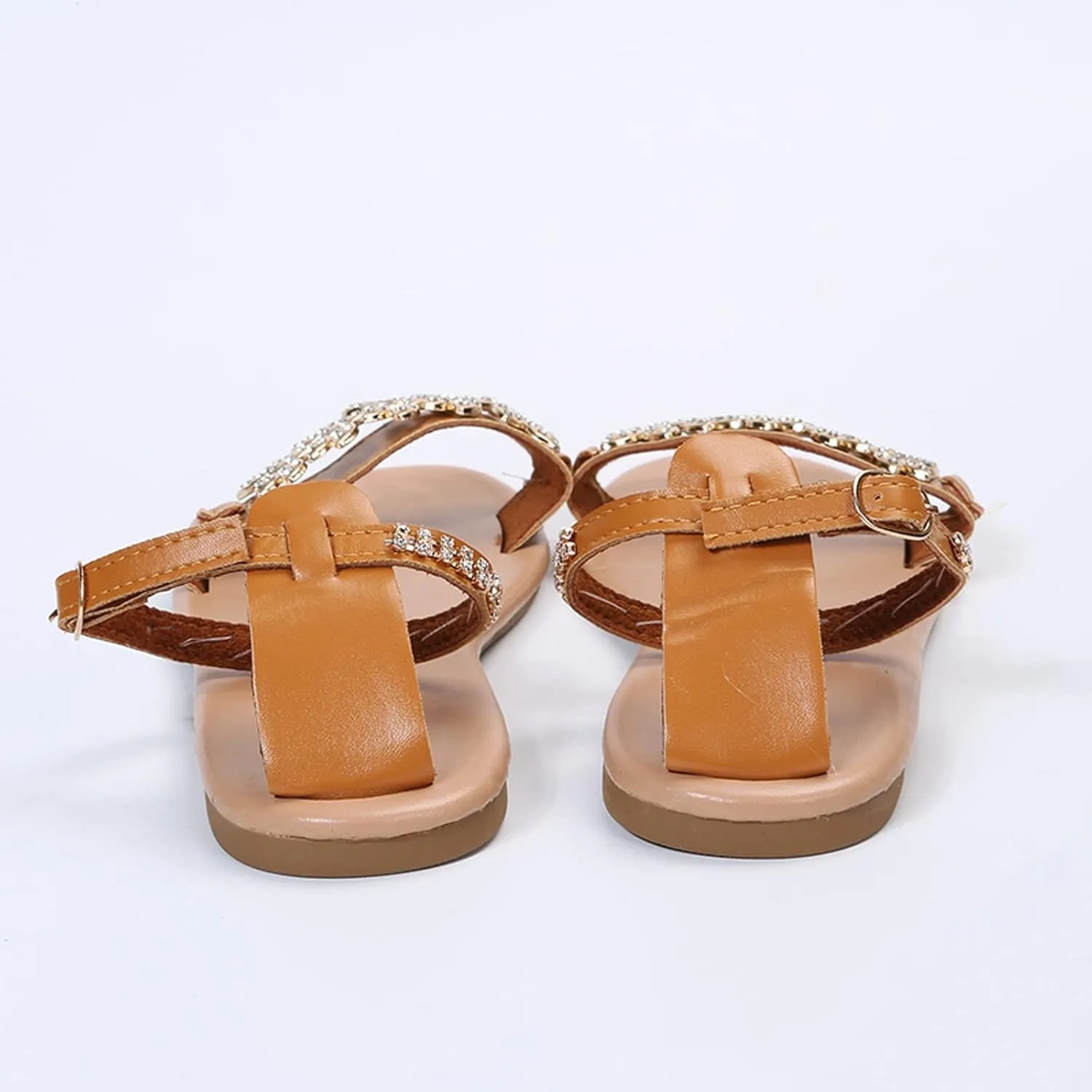 Sandals Women Comfort Flat Heel Summer Beach Sandal Slip On Casual Dress Ankle Strap Bohemian Rhinestone Sandals