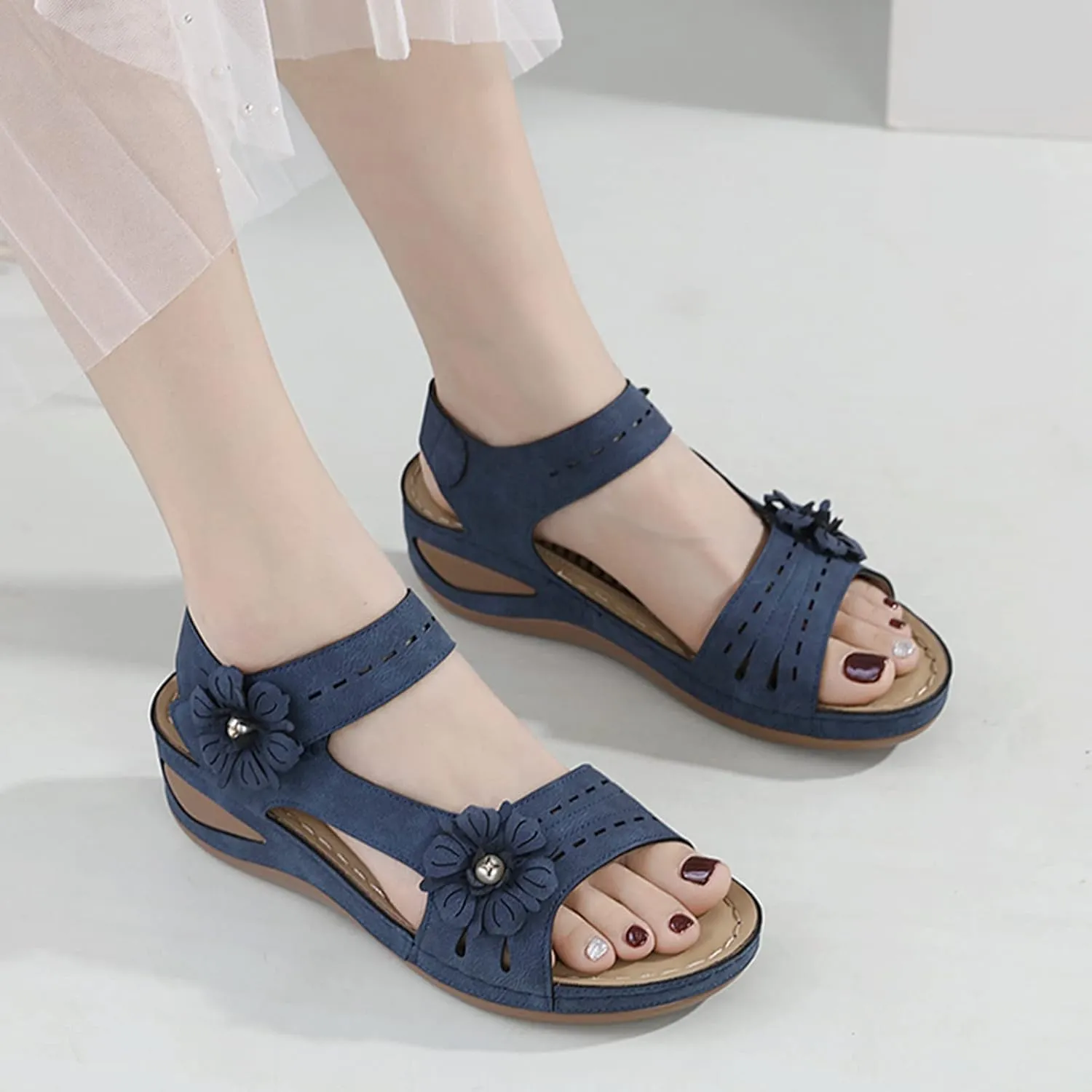 Sandals Womens Platform Sandals Women Comfort Lightweight Heel Width Low Wedges Orthopedic Arch Support
