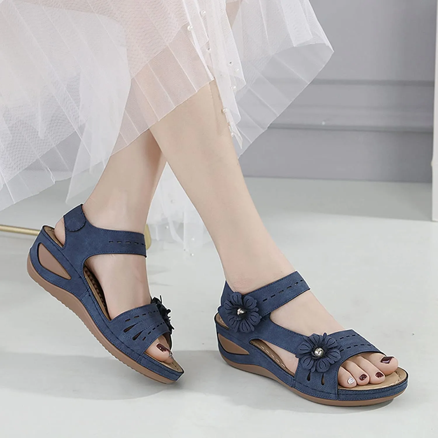 Sandals Womens Platform Sandals Women Comfort Lightweight Heel Width Low Wedges Orthopedic Arch Support