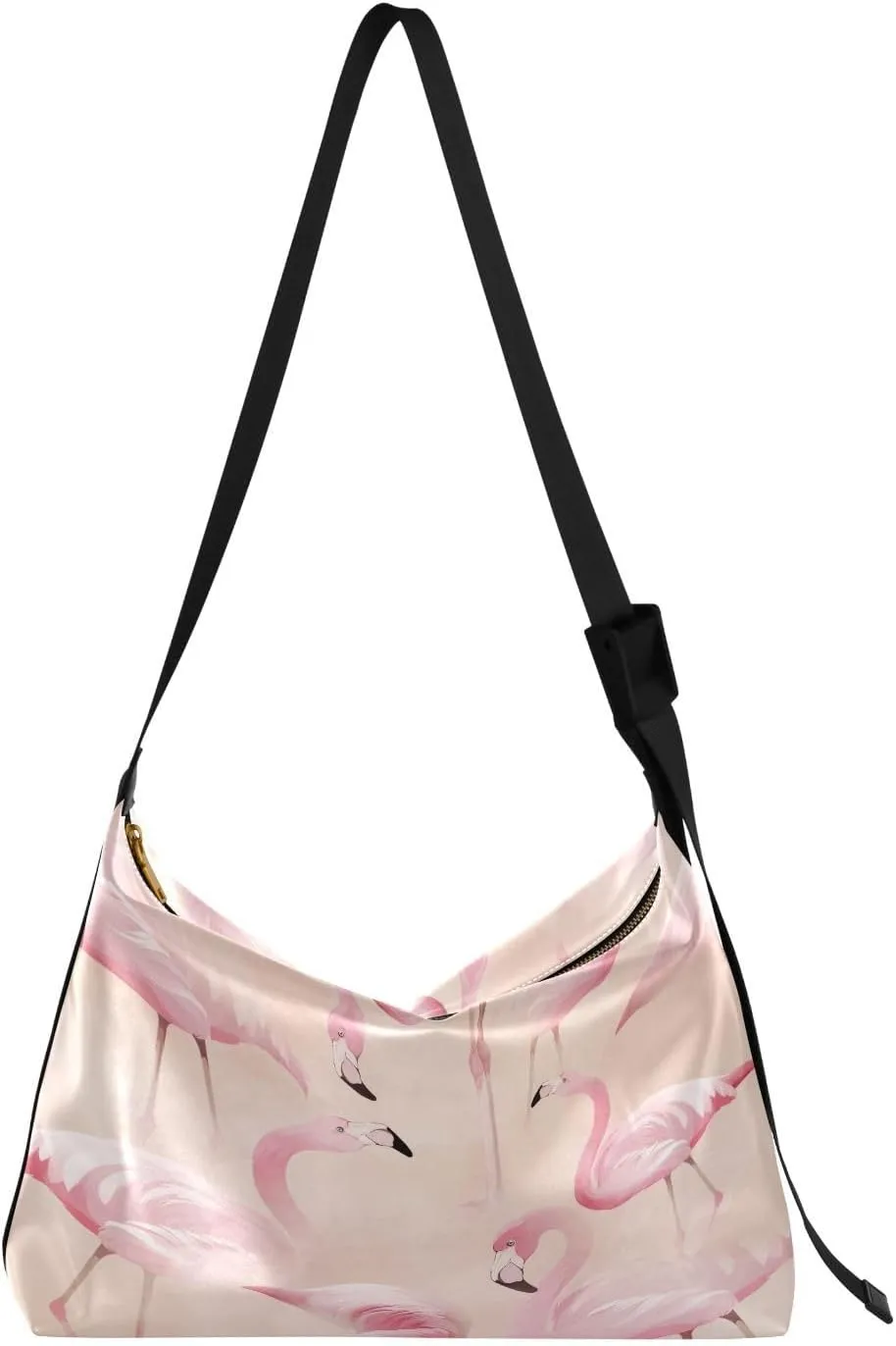 Seamless Pattern with Flamingo Hobo Crossbody Bags for Women Leather Large Shoulder Bag Cross Body Pink Trendy Womens Tote Bags Handbag for Travel Shopping