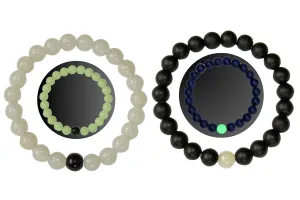 Set Of 2 Couples Matching Bracelets | Yin Yang His and Her Lover | Unique 8mm Luminous Charm Black & White Bracelet Fashion Jewelry for Women Men Bff Friendship Boyfriend Girlfriend Relationship Gift