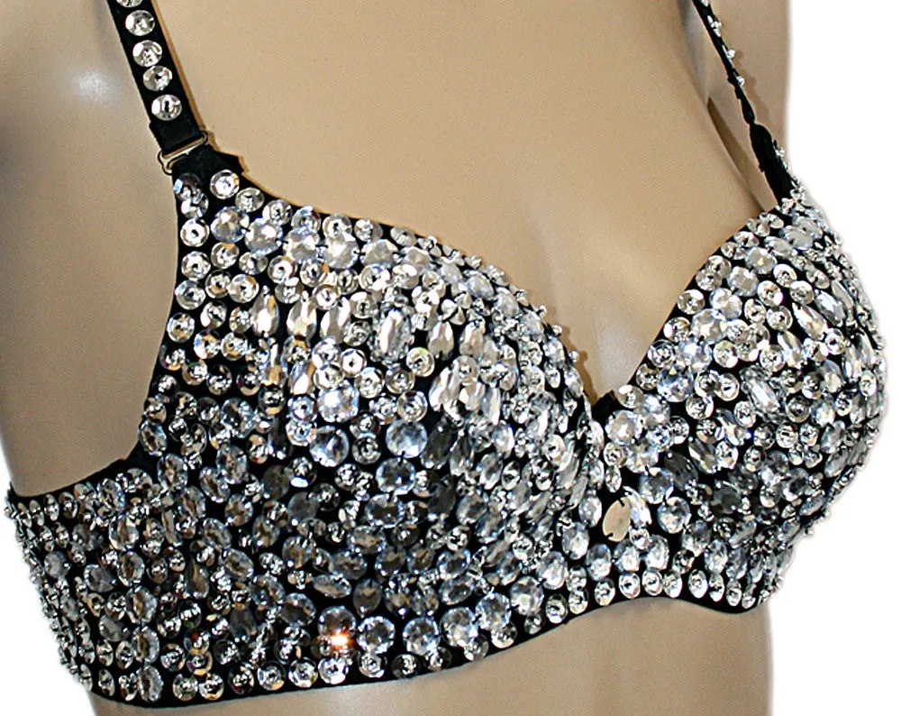 Sexy Burlesque Beaded Embellished Sequin Belly Dance Bra Top