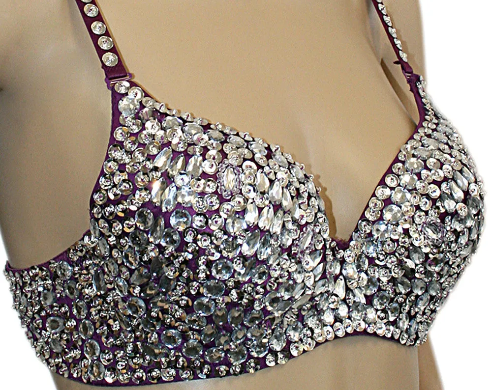 Sexy Burlesque Beaded Embellished Sequin Belly Dance Bra Top