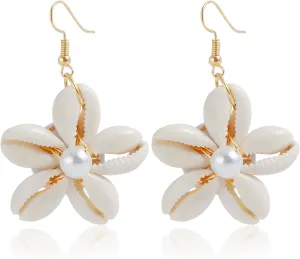 Shell Earrings for Women Natural Cowrie Seashell Earrings Summer Beach Vacation Jewelry Accessories Gifts