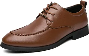 Shoes Dress Oxford for Men Lace Up Apron Round Toe Derby Shoes Vegan Leather Rubber Sole Low Top Non Slip Classic