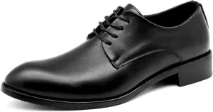 Shoes Dress Oxford for Men Lace Up Round Toe Derby Shoes Vegan Leather Block Heel Slip Resistant Anti-Slip Non Slip Rubber Sole Party