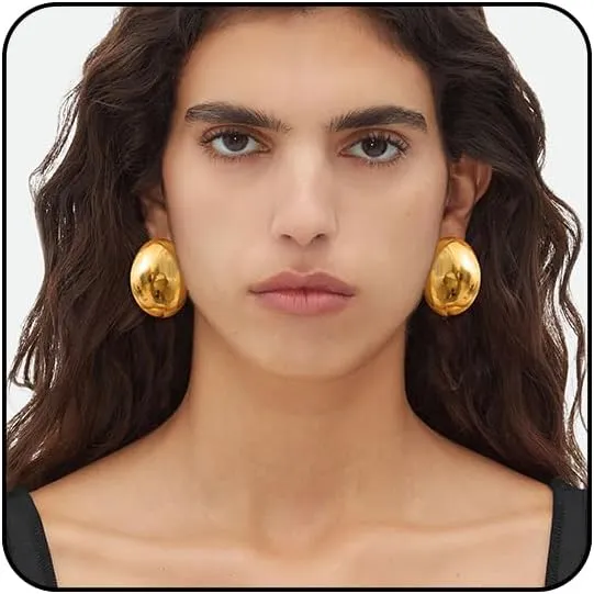Silver and Gold Chunky Hoop Earrings for Women - Large, Thick, Big Bold Statement Fashion Earrings