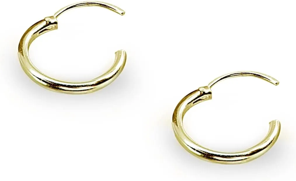 Silver Hoop Earrings - Cartilage Earring for Women Men - Sterling Silver Hoops - Gold Hoops - Rose Gold Hoops -10mm Tiny Small Endless Hoop Earrings, Set of 2-5 Pairs