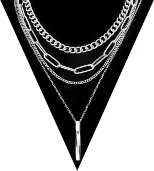 Silver Layered Necklaces Silver Chunky Layered Necklace for Women Trendy Dainty Chain Necklace Fashion Layer Necklace