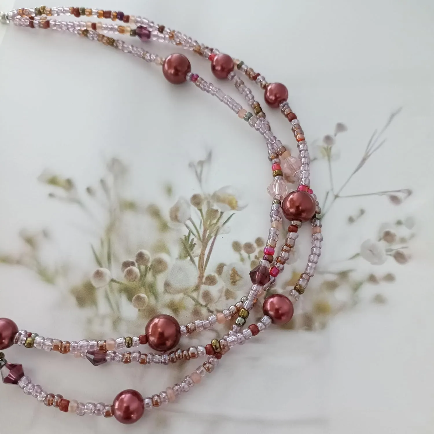 S.J JEWELRY Multi Strand Beaded Necklaces for Women Colorful Beaded Necklace Boho Necklaces for Women Summer Beach Pearl Choker Layered Necklace