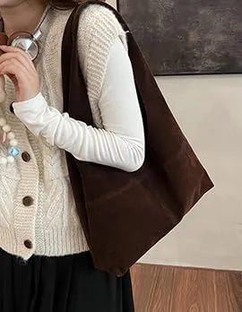 Slouchy Tote Bag Suede Hobo Bag Large Capacity Shoulder Bag Satchel Purse Vintage Underarm Bag Handbag for Women