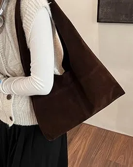 Slouchy Tote Bag Suede Hobo Bag Large Capacity Shoulder Bag Satchel Purse Vintage Underarm Bag Handbag for Women