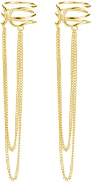 SLUYNZ 925 Sterling Silver No Piercing Cuff Earrings Chain for Women Wrap Earrings Tassel Clip On Ear