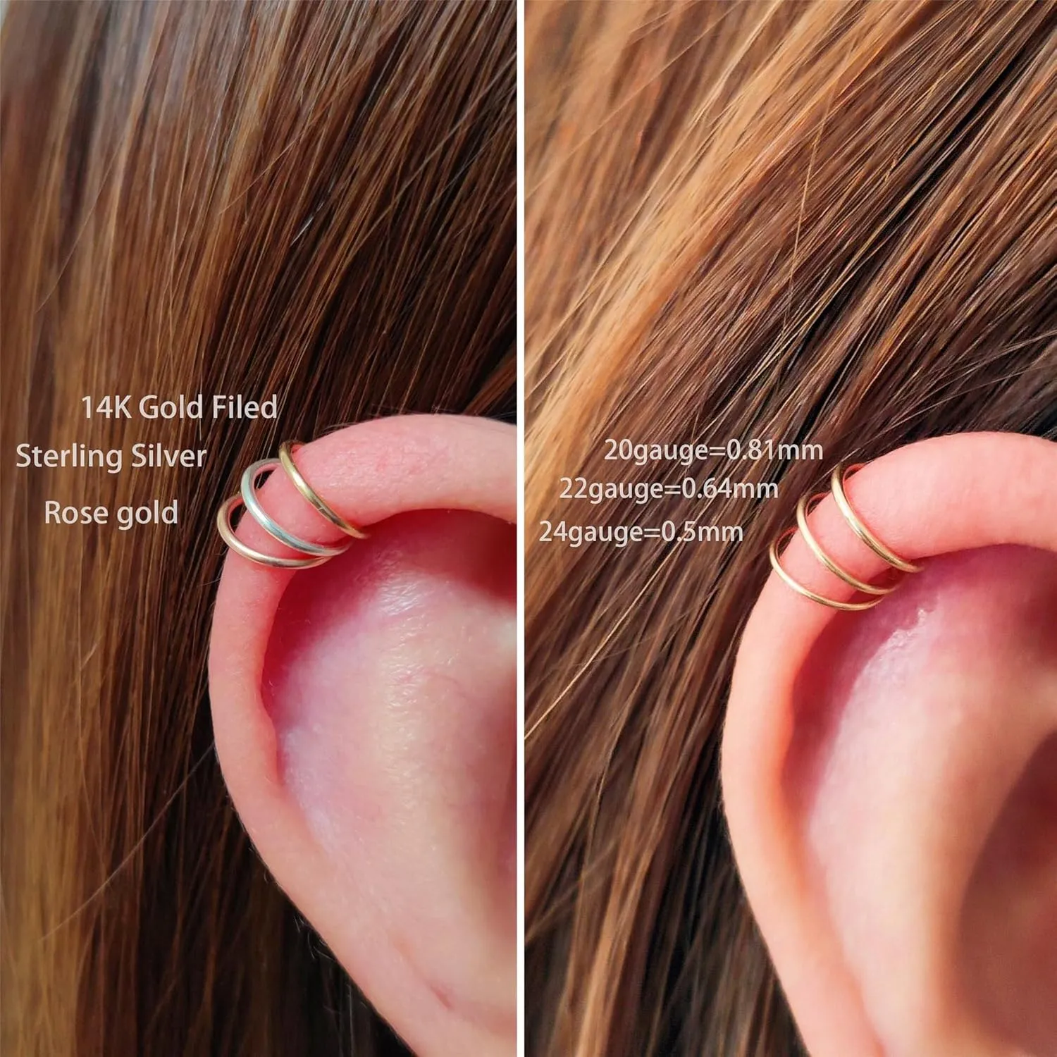 Small Cartilage Hoop Earrings for Women/Men, Thin Piercing Hoop Ring for Helix, Tragus, Conch, Nose (1 Pair 6mm,22g,14K Gold Filled)