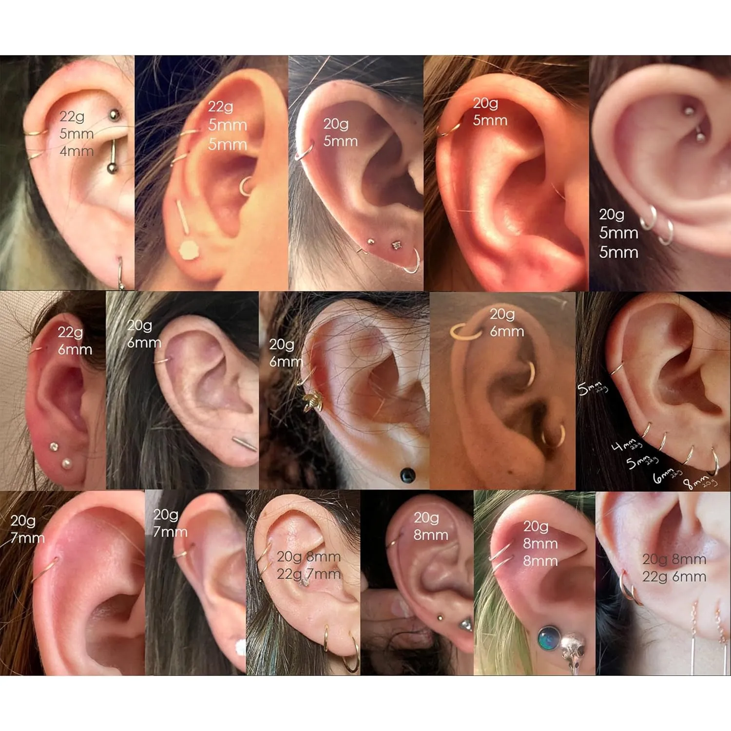 Small Cartilage Hoop Earrings for Women/Men, Thin Piercing Hoop Ring for Helix, Tragus, Conch, Nose (1 Pair 6mm,22g,14K Gold Filled)