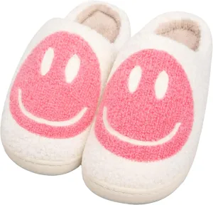 Smile Face Slippers for Women and Men, Retro Comfy Warm Soft Fuzzy Plush Slip-On House Shoes Funny Cute Happy Smile Home Winter Warmies Pillow Cloud Memory Foam Fluffy Slipper for Indoor & Outdoor