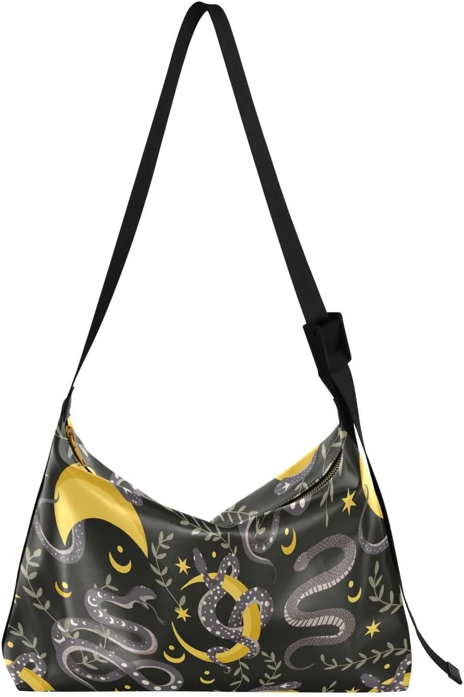 Snake Moon Ethnic Hobo Crossbody Bags for Women Leather Large Shoulder Bag Cross Body Leaves Boho Trendy Womens Tote Bags Handbag for Travel Shopping